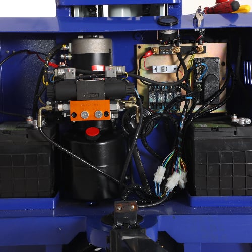 24-Volt D.C. power lift, AC powered lift, pneumatic lift or air over hydraulic lift