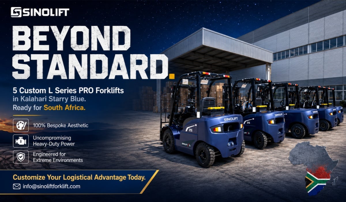 Custom SINOLIFT L Series PRO Forklifts in Kalahari Starry Blue Headed to South Africa